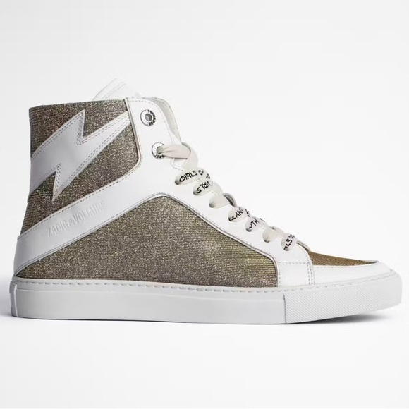 NWOB - ZV1747 High Flash Sneakers Size 38 Hightops Silver MSRP $448 Sparkle 7 - Picture 1 of 14